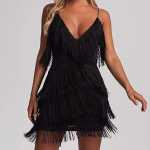 Fringed black dress